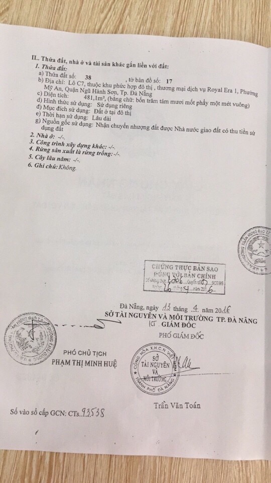 Bán lô đất 2 mặt tiền đường Trần Bạch Đằng và An Thượng 30