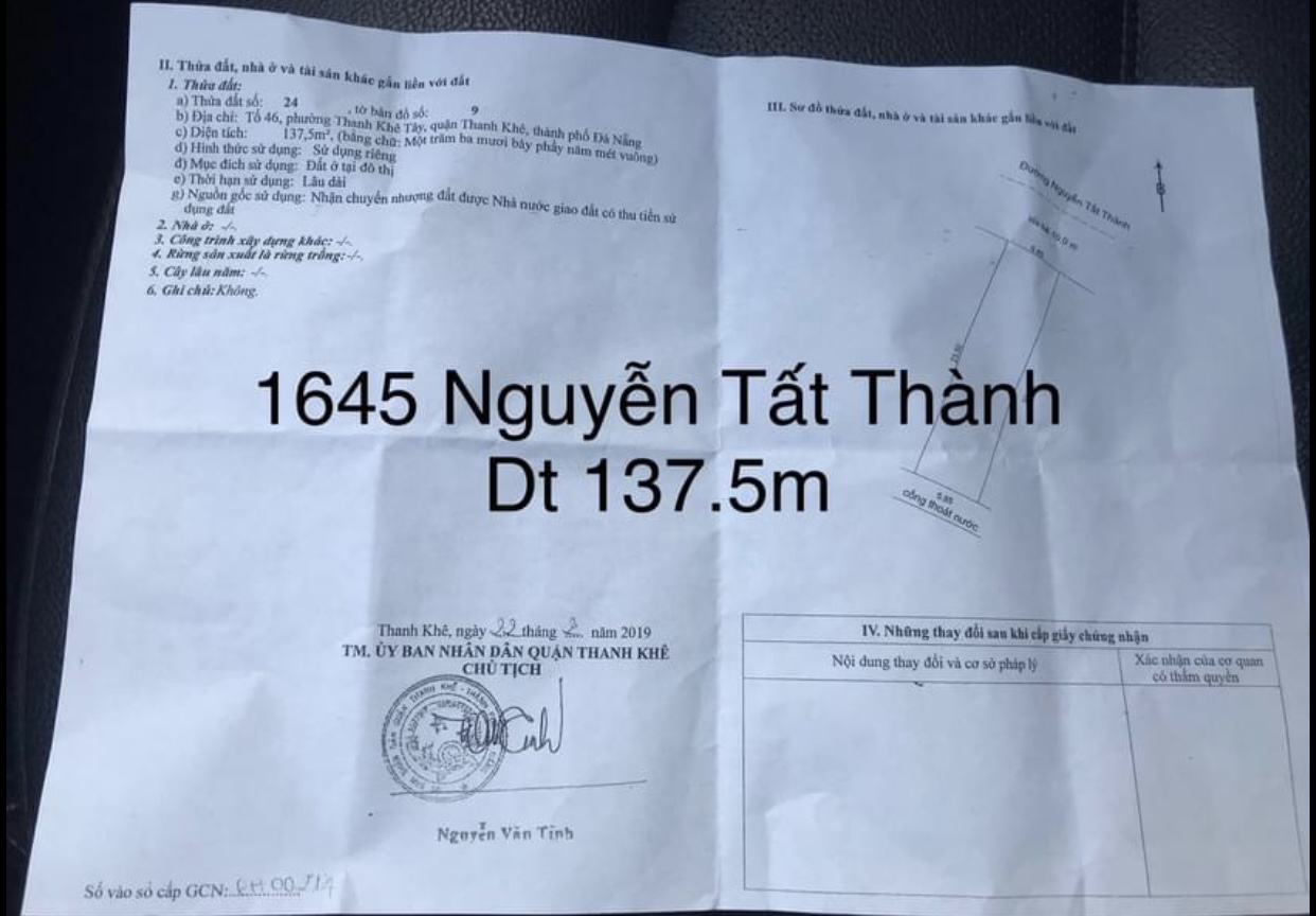 BÁN ĐẤT MT ĐƯỜNG NGUYỄN TẤT THÀNH  