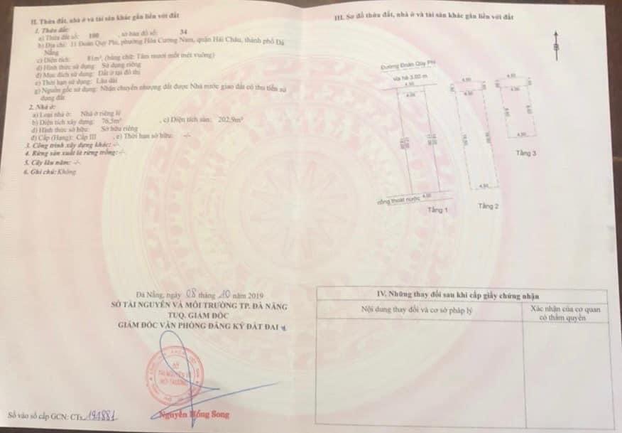 Bán Nhà 2 mặt tiền đường Đoàn Quý Phi Đà Nẵng