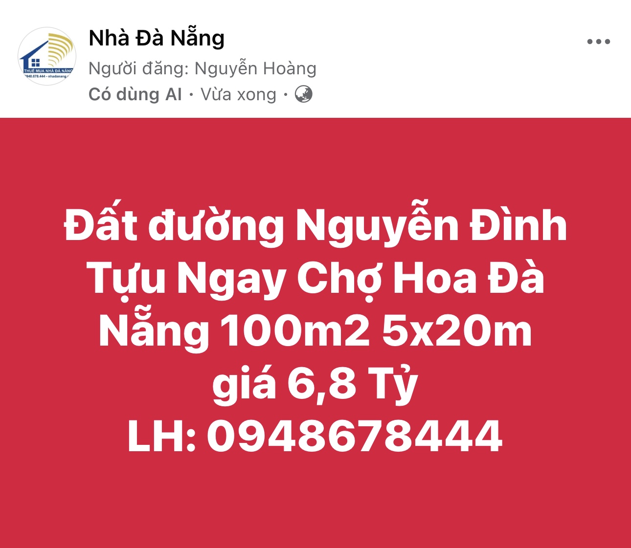 Bán Đất Đường Nguyễn Đình Tựu Đà Nẵng