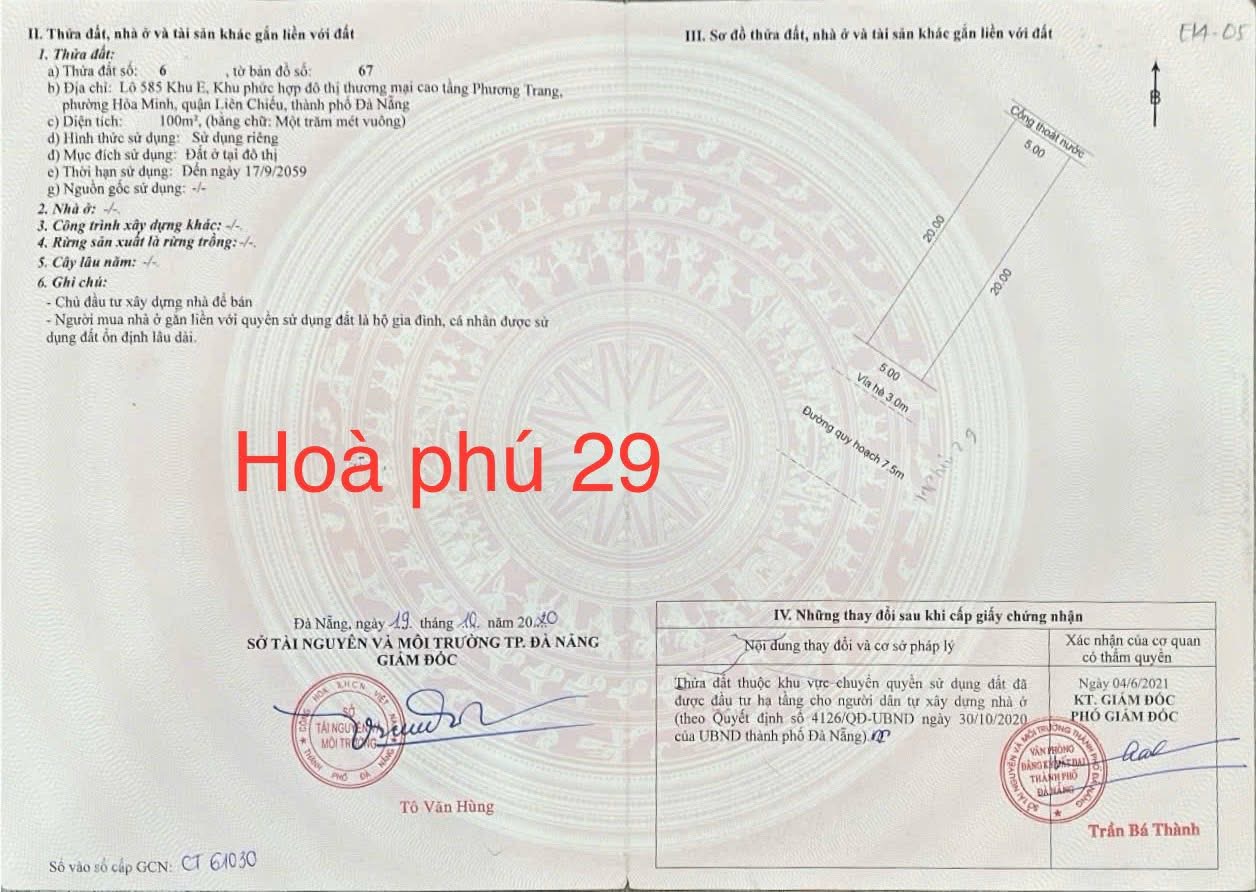 Bán Đất Đường Hoà Phú 29 Đà Nẵng 