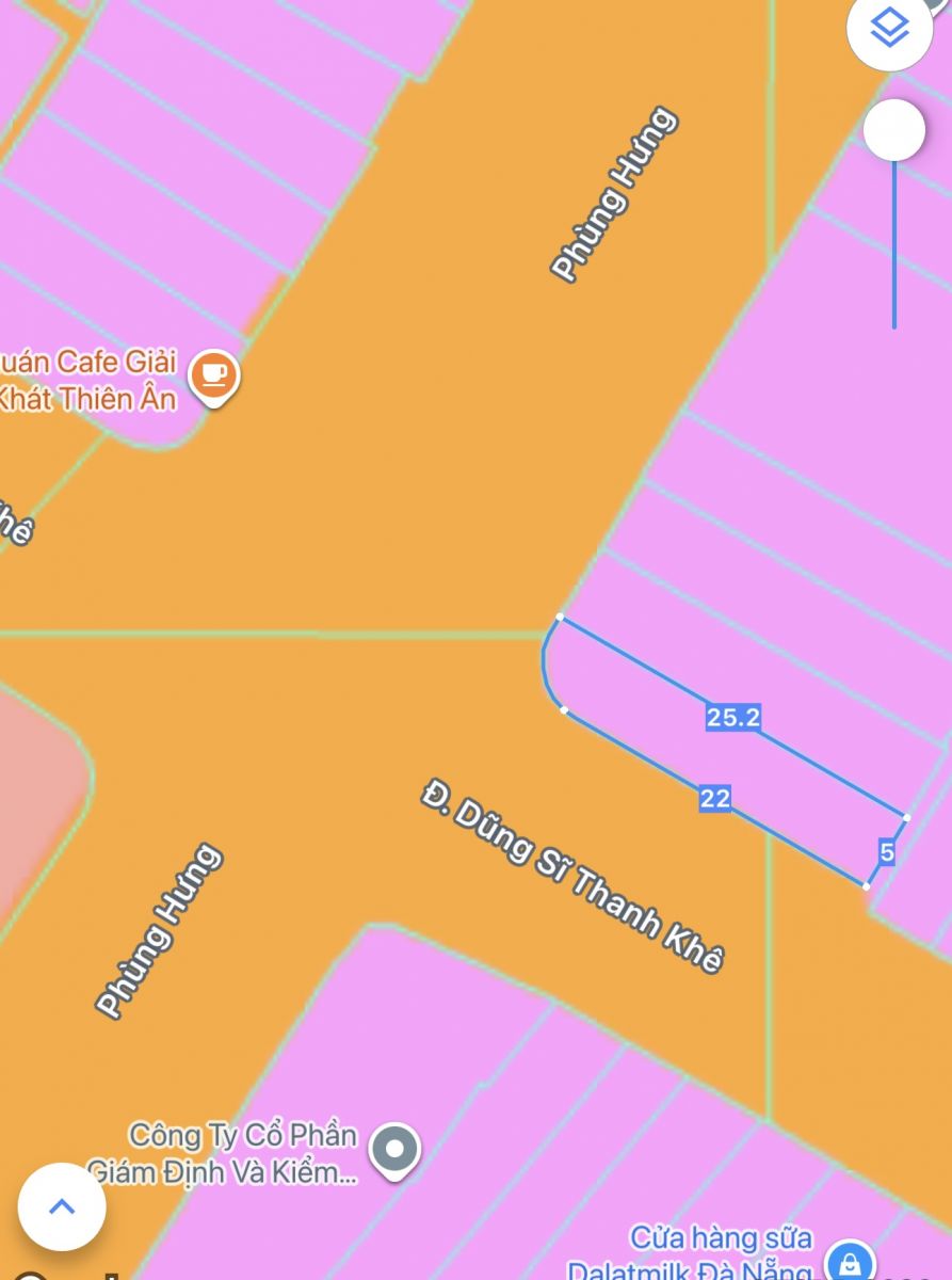 Bán Đất Biển 2 Mặt Tiền đường Phùng Hưng và Dũng Sĩ Thanh Khê Đà Nẵng