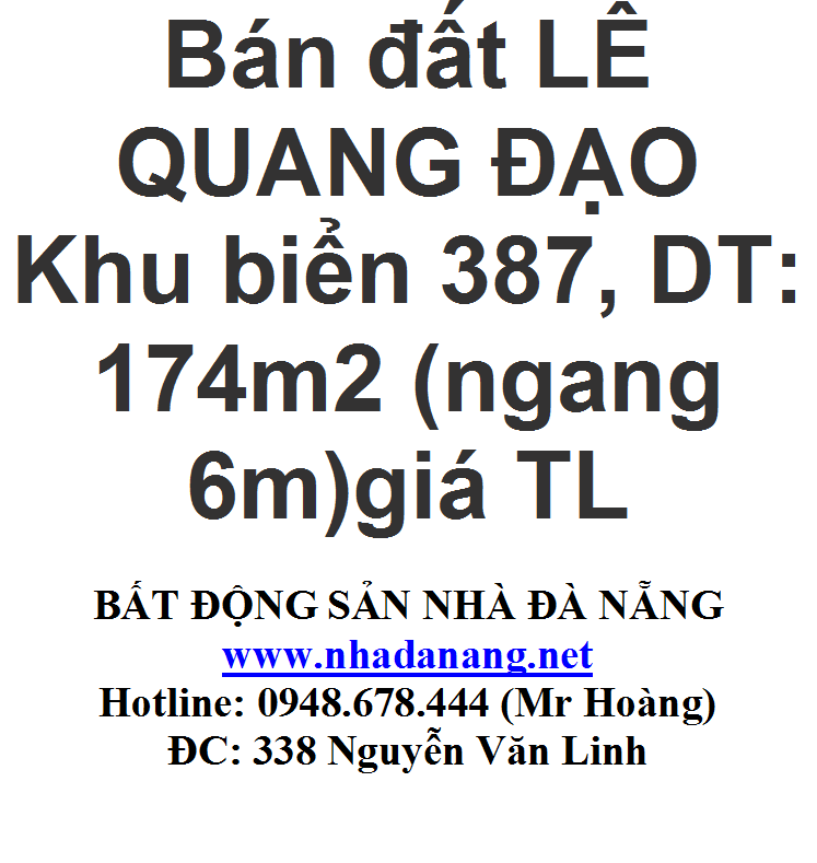 Bán đất đường Lê Quang Đạo Đà Nẵng